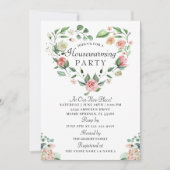 水彩フローラハートリース引っ越し祝いパーティーパーティー 招待状 (正面)