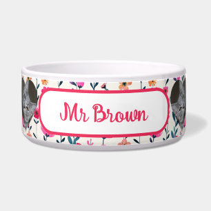 水彩フローラハート型フォトペット ボウル