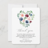 水彩フローラハート悔やみや弔慰葬儀記念 サンキューカード (正面)