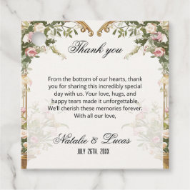 水彩フローラハート結婚アーチありがとう フェイバータグ