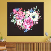 水彩フローラハート:ヴィンテージバラ。 キャンバスプリント (インサイチュ (リビング))