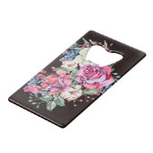 水彩フローラハート:ヴィンテージバラ。 クレジットカード栓抜き (正面アングル)