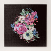 水彩フローラハート:ヴィンテージバラ。 ジグソーパズル (横)