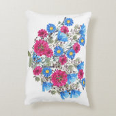 水彩フローラハート、明るいワイルドフラワーが鳴った アクセントクッション (裏面(縦))