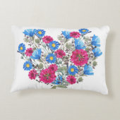 水彩フローラハート、明るいワイルドフラワーが鳴った アクセントクッション (裏面)