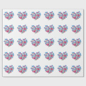 水彩フローラハート、明るいワイルドフラワーが鳴った ラッピングペーパー (フラット)