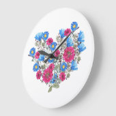 水彩フローラハート、明るいワイルドフラワーが鳴った ラージ壁時計 (傾斜)
