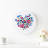 水彩フローラハート、明るいワイルドフラワーが鳴った ラージ壁時計 (ホーム)
