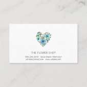水彩フローラハート | 青緑の花 名刺 (裏面)
