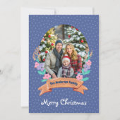 水彩フローラバイオレットブルーフォトクリスマス シーズンカード (正面)