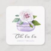 水彩フローラバイオレットマカロンベーカリー&スイーツ スクエア名刺 (正面)