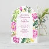水彩フローラバイリンガルスペインのクインセアニラ 招待状 (スタンド正面)
