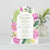 水彩フローラバイリンガルスペインのクインセアニラ 招待状 (スタンド正面)