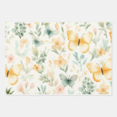 水彩フローラバタフライベビーシャワー ラッピングペーパーシート (正面2)