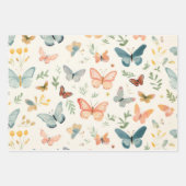 水彩フローラバタフライベビーシャワー ラッピングペーパーシート (正面)