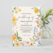 水彩フローラバターイエロー春の結婚式 招待状 (スタンド正面)