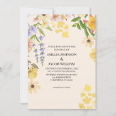 水彩フローラバターイエロー春の結婚式 招待状 (正面)