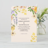 水彩フローラバターイエロー春の結婚式 招待状 (スタンド正面)