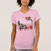 水彩フローラバチェロレッテ花嫁Tシャツ Tシャツ (正面)