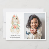 水彩フローラバニーホッピー復活祭の写真 シーズンカード (正面)