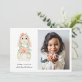 水彩フローラバニーホッピー復活祭の写真 シーズンカード (スタンド正面)