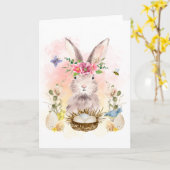 水彩フローラバニーラビットグリーティングカード カード (黄色い花)