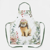 水彩フローラバニーラビットパーソナライズされた名 エプロン (正面)