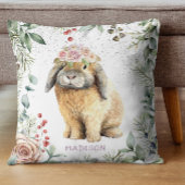 水彩フローラバニーラビットパーソナライズされた名 クッション