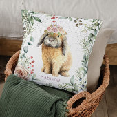 水彩フローラバニーラビットパーソナライズされた名 クッション