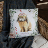 水彩フローラバニーラビットパーソナライズされた名 クッション