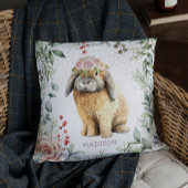 水彩フローラバニーラビットパーソナライズされた名 クッション