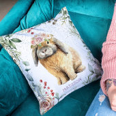 水彩フローラバニーラビットパーソナライズされた名 クッション