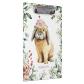 水彩フローラバニーラビットパーソナライズされた名 クリップボード (右)