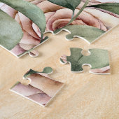 水彩フローラバニーラビットパーソナライズされた名 ジグソーパズル (側面)