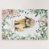 水彩フローラバニーラビットパーソナライズされた名 ジグソーパズル (横)