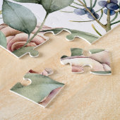 水彩フローラバニーラビットパーソナライズされた名 ジグソーパズル (側面)