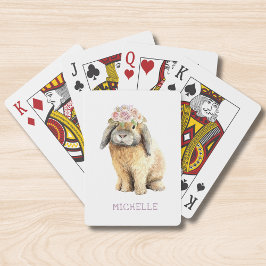 水彩フローラバニーラビットパーソナライズされた名 トランプ