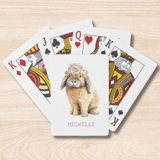 水彩フローラバニーラビットパーソナライズされた名 トランプ