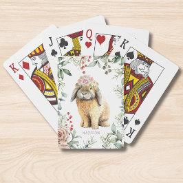 水彩フローラバニーラビットパーソナライズされた名 トランプ