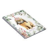 水彩フローラバニーラビットパーソナライズされた名 ノートブック (右側)