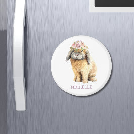 水彩フローラバニーラビットパーソナライズされた名 マグネット