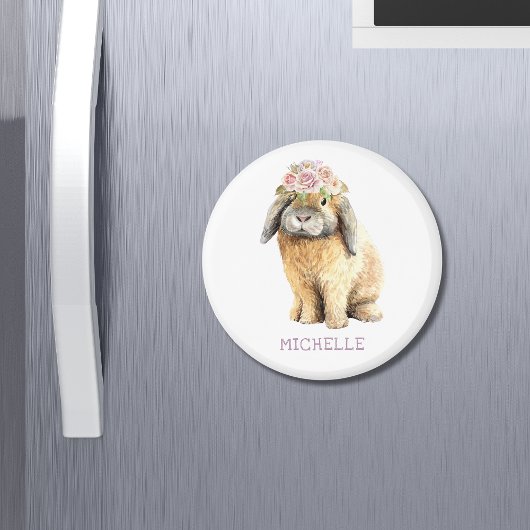 水彩フローラバニーラビットパーソナライズされた名 マグネット