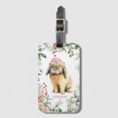 水彩フローラバニーラビットパーソナライズされた名 ラゲッジタグ (正面縦)