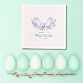 水彩フローラバニー足イースターペーパーナプキン スタンダードカクテルナプキン