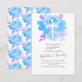 水彩フローラバプティスクロスブルー 招待状