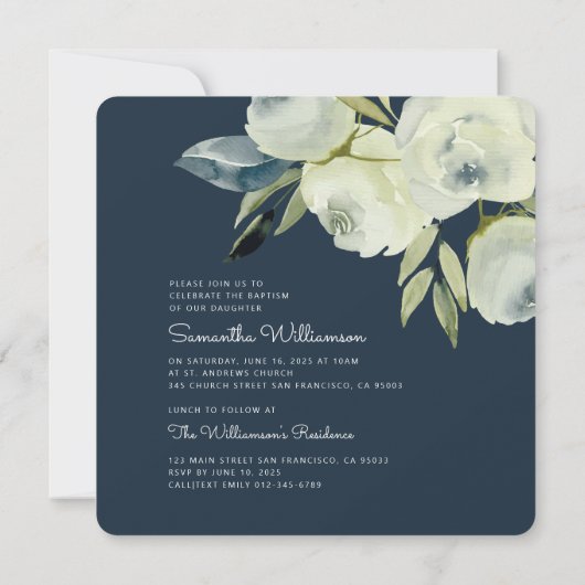 水彩フローラバプティモダンスマス招待状 招待状 (裏面)