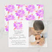 水彩フローラバプテスピンクベビー献身 招待状 (正面/裏面)
