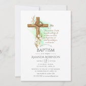 水彩フローラバプテスマまたは《キリスト教》洗礼式や命名式ジョン・インヴィ 招待状 (正面)