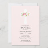 水彩フローラバプテスマまたは《キリスト教》洗礼式や命名式 招待状 (正面)