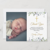 水彩フローラバプテスマ,《キリスト教》洗礼式や命名式写真 サンキューカード (正面)